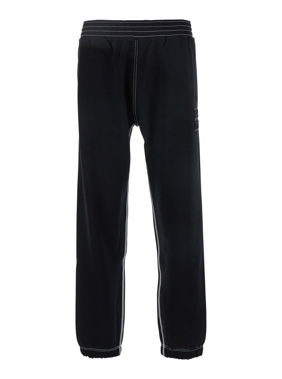 Black Jogger Pants With 4g Embroidery Cotton Trousers