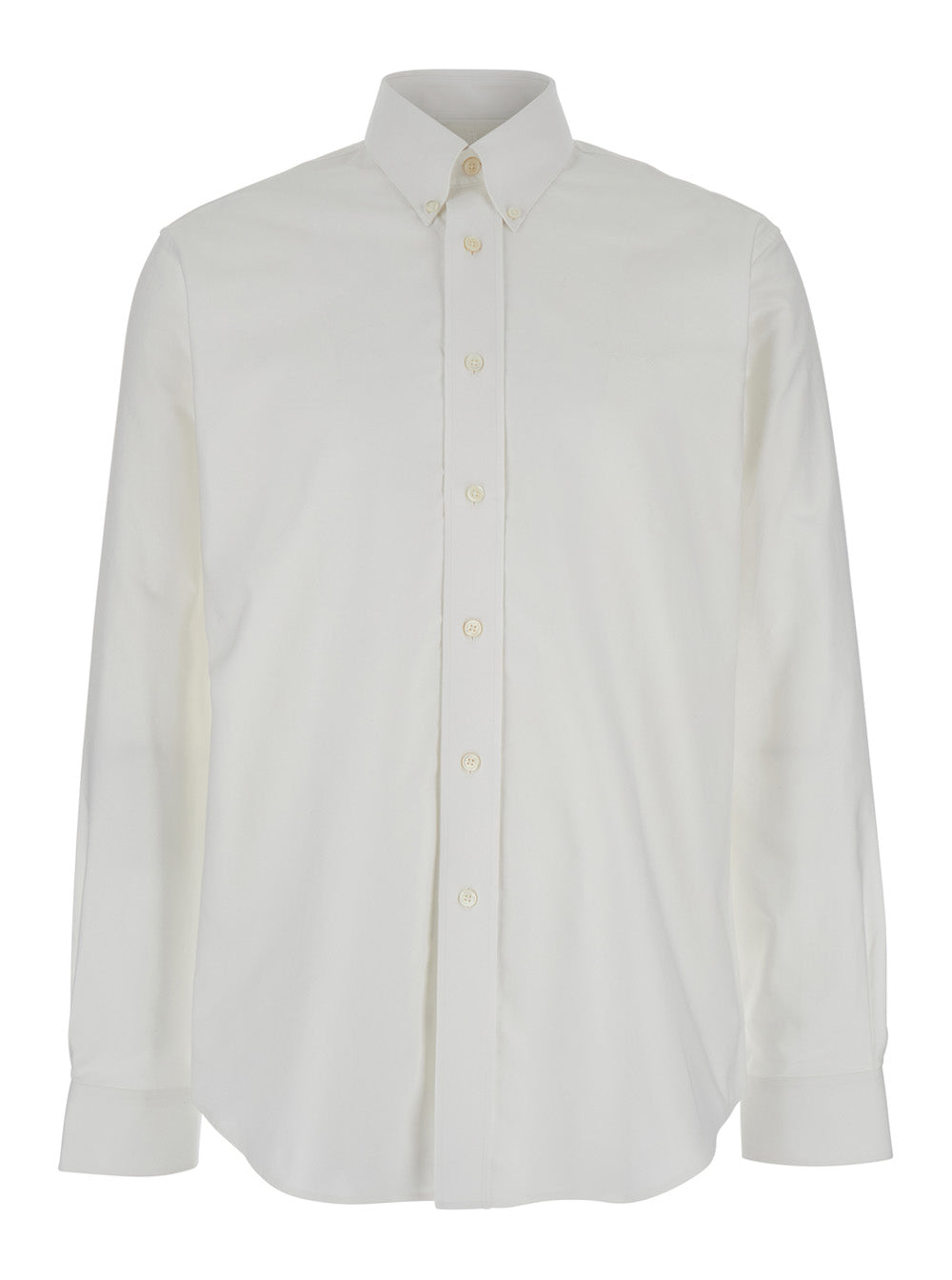 White Shirt with Logo Embroidered on the Front in Cotton Man And Blouses
