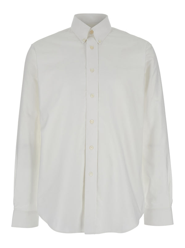 White Cotton Shirt With Embroidered Logo