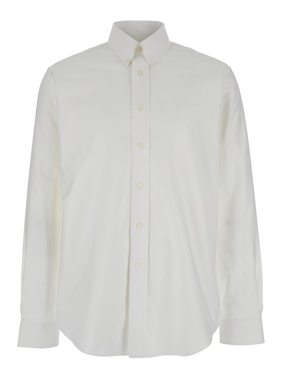 White Cotton Shirt With Embroidered Logo