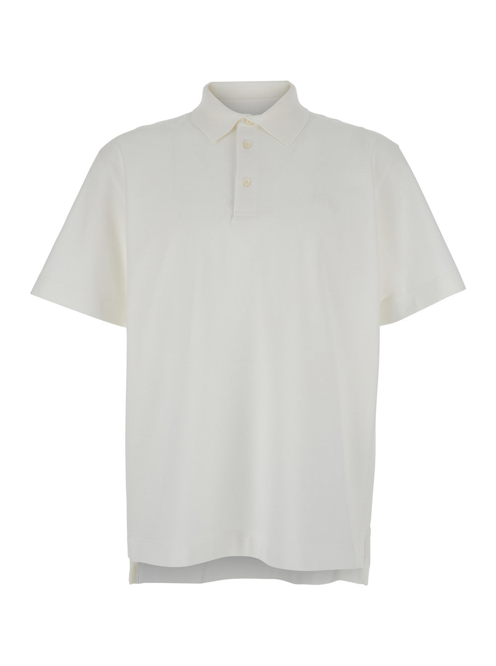 White Polo Shirt With Logo Embroidery On The Front Cotton Man Tshirts And