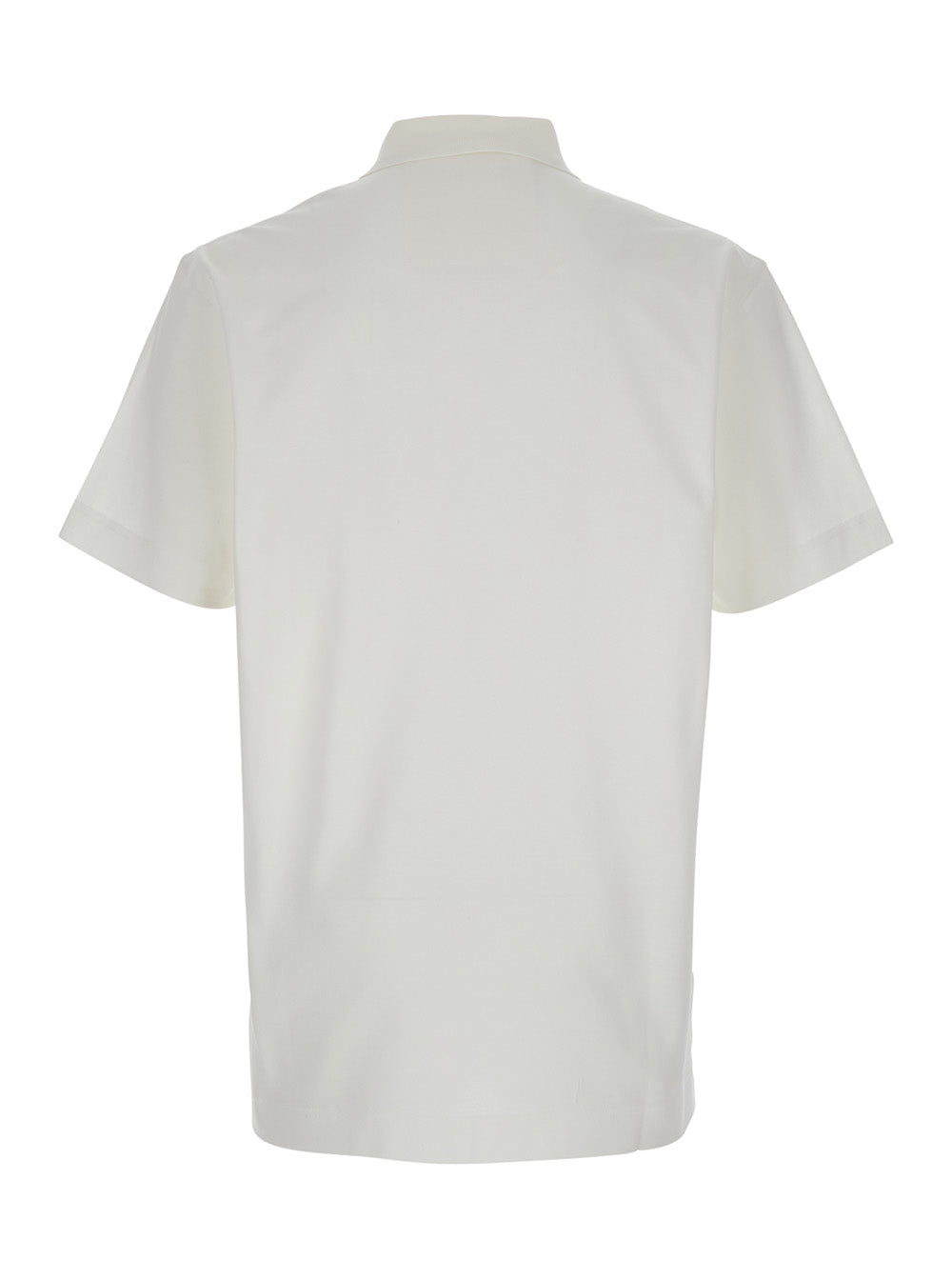 White Polo Shirt With Logo Embroidery On The Front Cotton Man Tshirts And