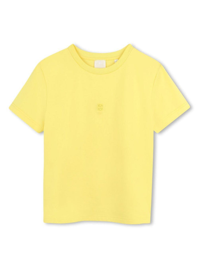 Yellow Crewneck T-Shirt With Logo Detail On The Front And Lettering Rear Cotton Boy Tshirts Polo Shirts