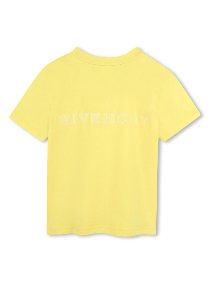 Yellow Crewneck T-Shirt With Logo Detail On The Front And Lettering Rear Cotton Boy Tshirts Polo Shirts