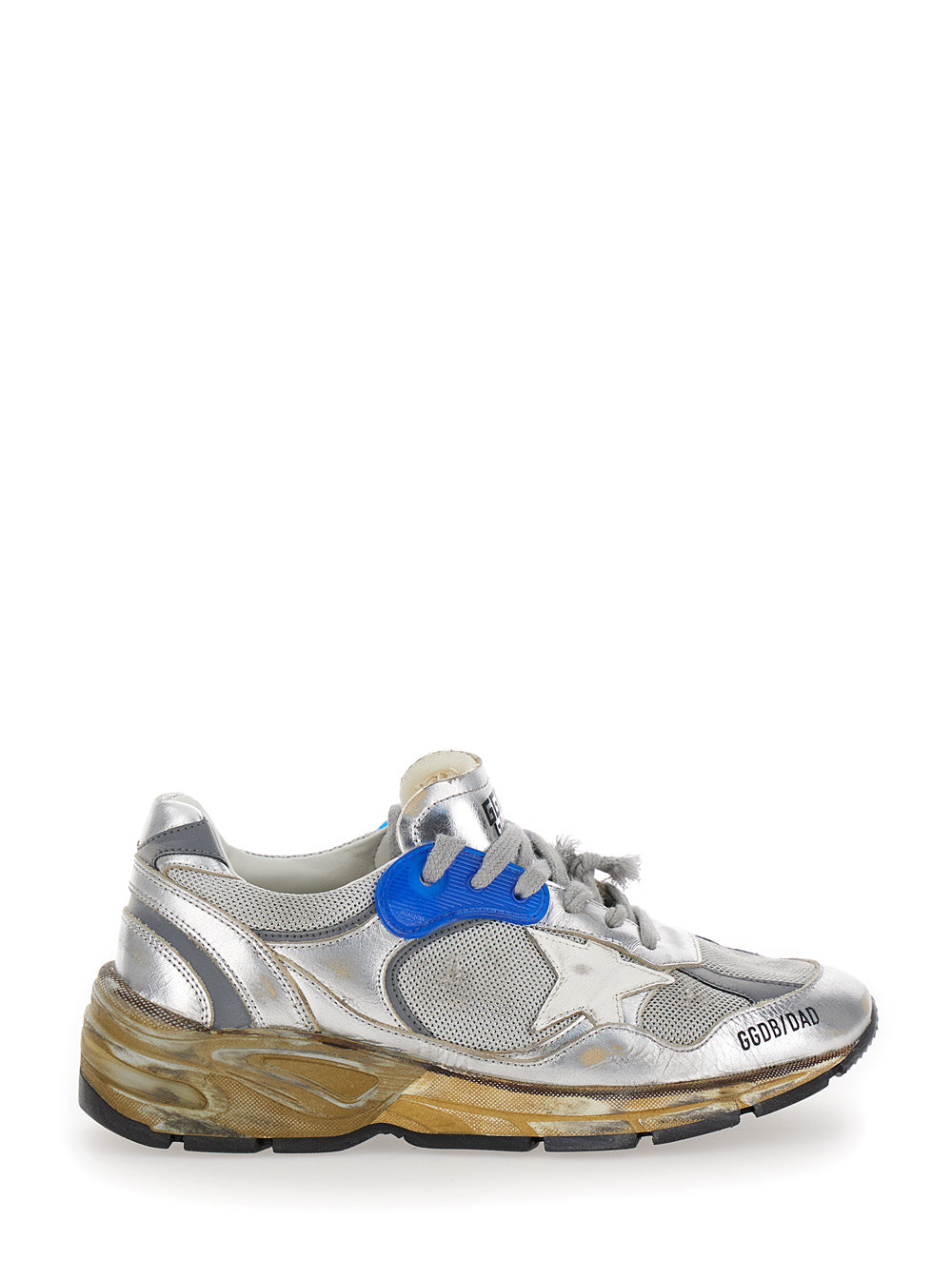 Dad Metallic Running Sneaker With Star Patch Leather And Tech Fabrics Woman Grey