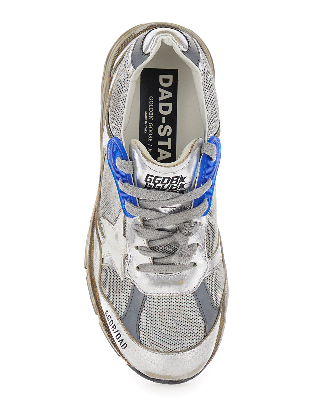 Dad Metallic Running Sneaker With Star Patch Leather And Tech Fabrics Woman Grey