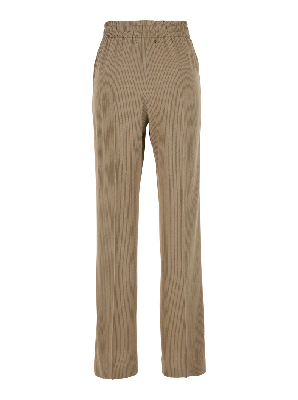 Brittany Beige Pants with Logo Charm Detail on the Rear and All-Over Striped Motif in Viscose Blend Woman Acetate Trousers
