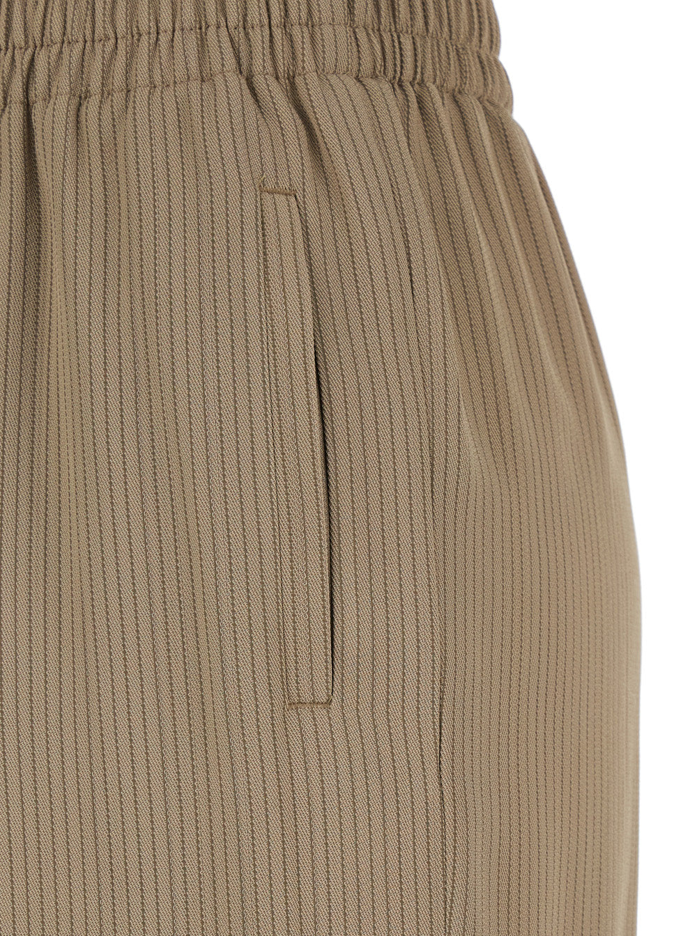 Brittany Beige Pants with Logo Charm Detail on the Rear and All-Over Striped Motif in Viscose Blend Woman Acetate Trousers