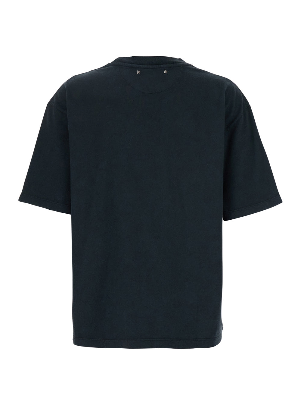 Black Round Neck T-Shirt With Applied Crystals And Boxy Design Cotton Woman Tshirts Polo Shirts