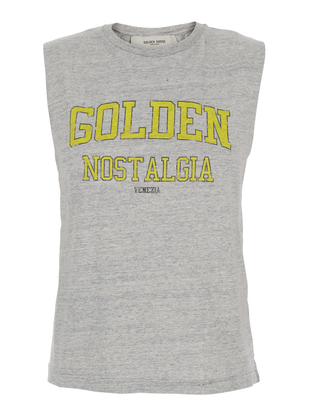 Grey Crewneck Top With Logo Lettering Print On The Front Cotton Woman Tops