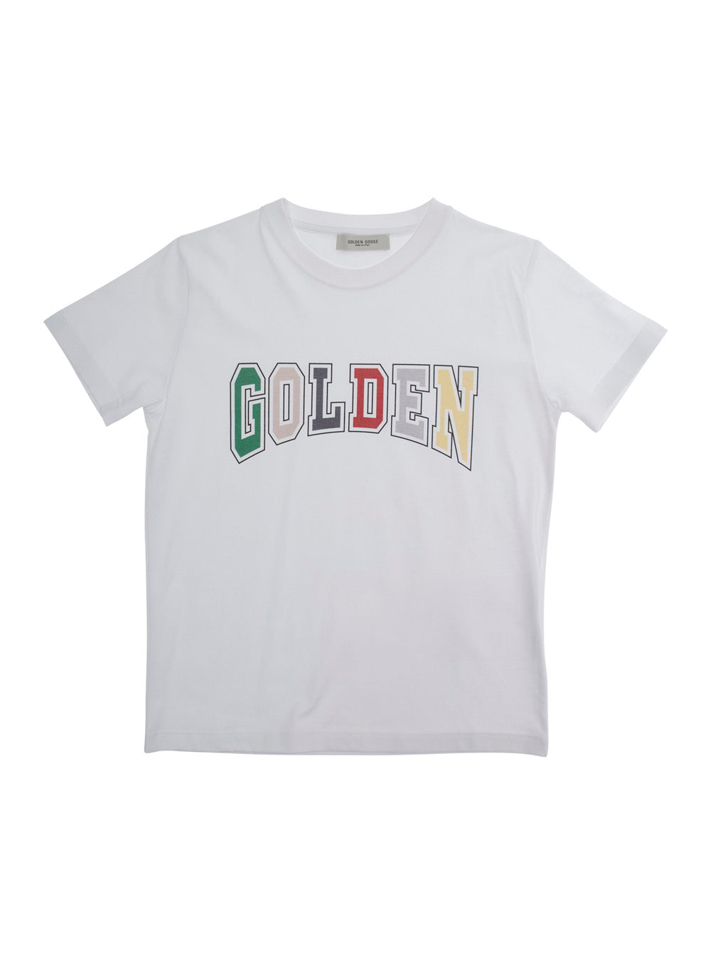 Journey White Crewneck T-Shirt With Maxi Logo Lettering On The Front Cotton Boy Tshirts And Polo Shirts