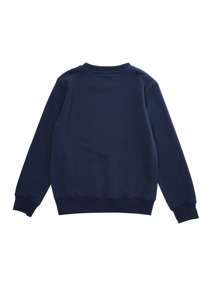 Blue Crewneck Sweatshirt With Maxi Vintage Logo Lettering Print On The Front Cotton Blend Boy Blu Polyester Sweatshirts