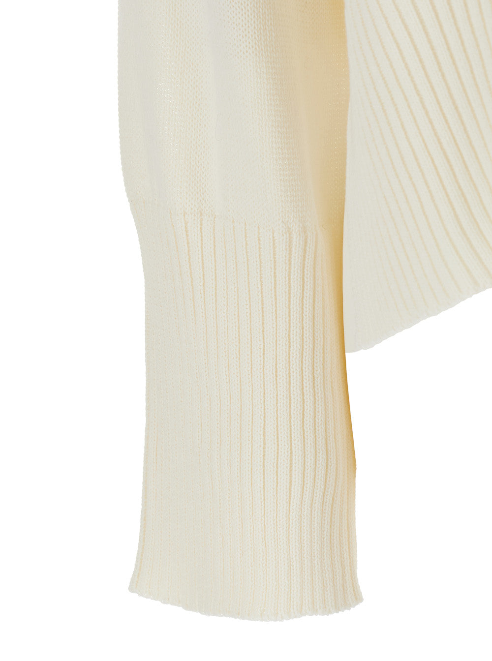 White Crewneck Sweater With Ribbed Trims Cotton Woman Jersey