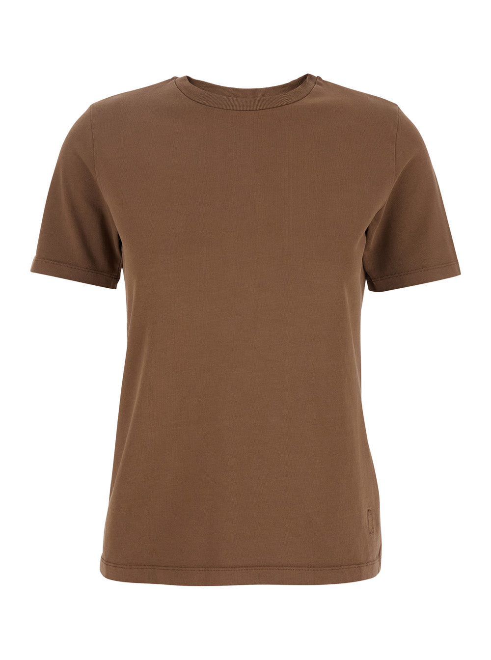 Brown Crewneck T-Shirt Cotton Woman Tshirts And Polo Shirts