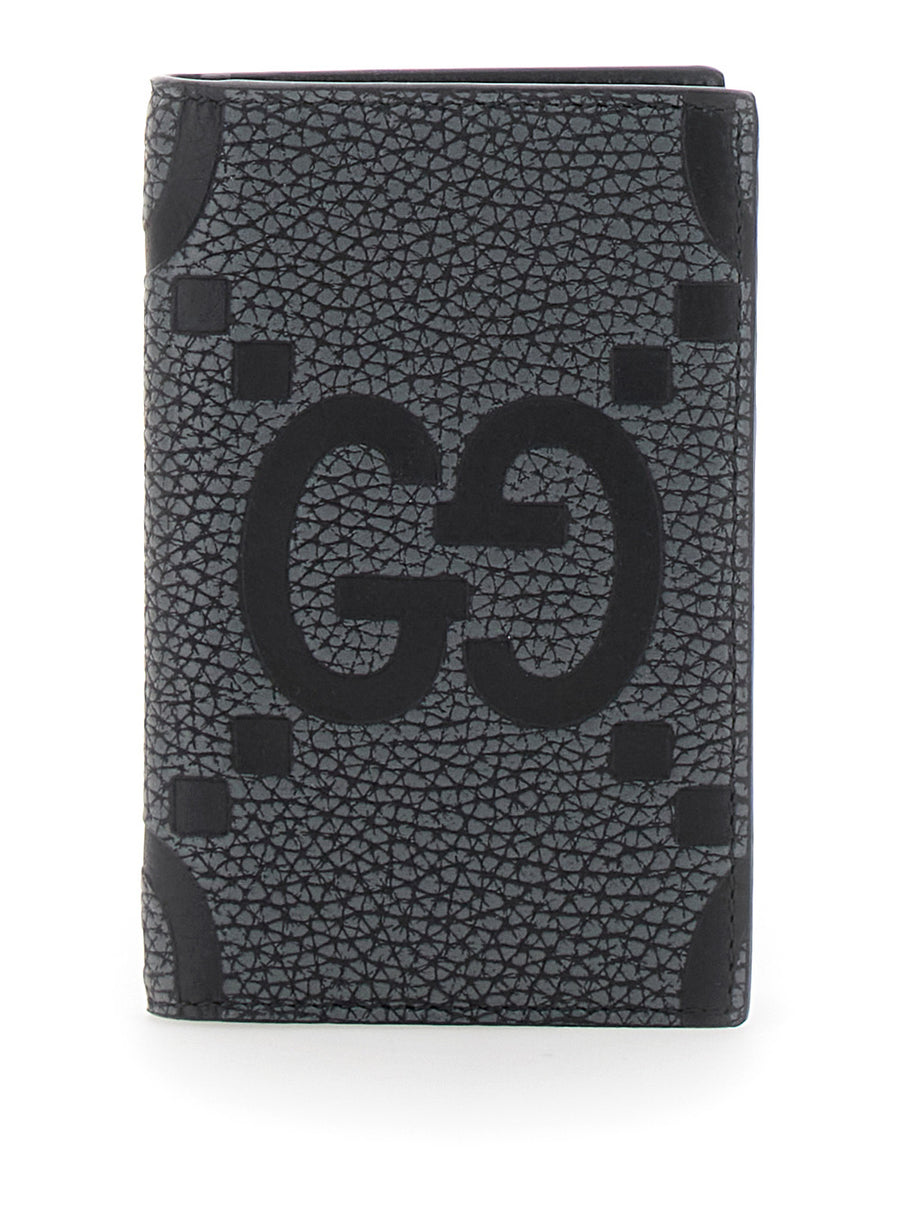 Grey Card Holder With Maxi Double G Logo Calf Accessory