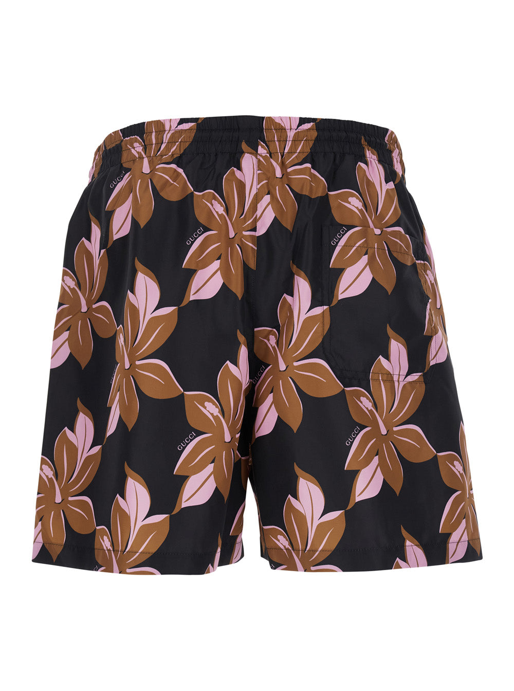 Multicolor Swimsuit with Drawstring and All-Over Floral Print in Tech Fabric Man Polyester Beachwear