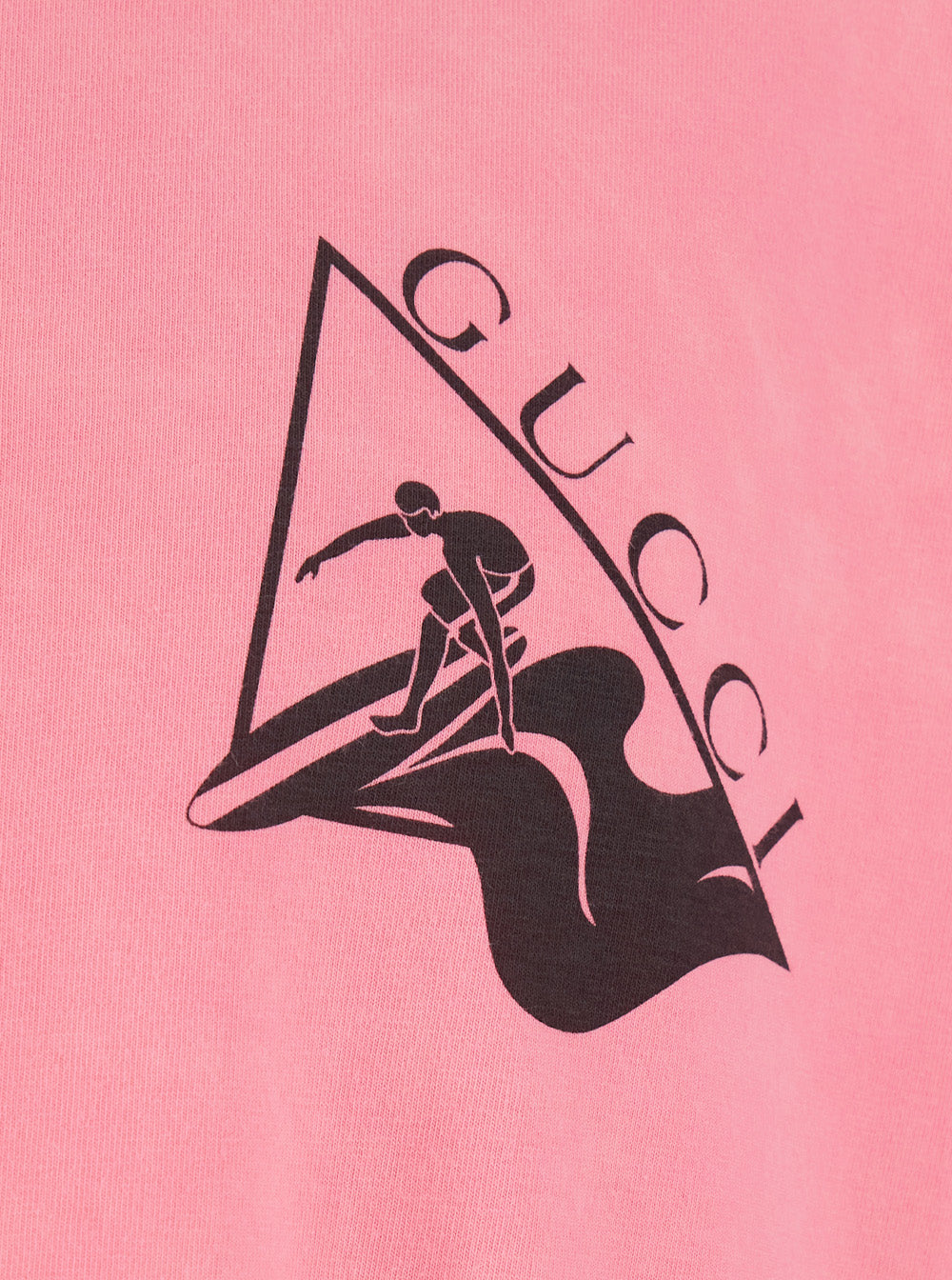 Pink Crewneck T-Shirt With Surf Print And Logo On The Front Cotton Man Tshirts Polo Shirts