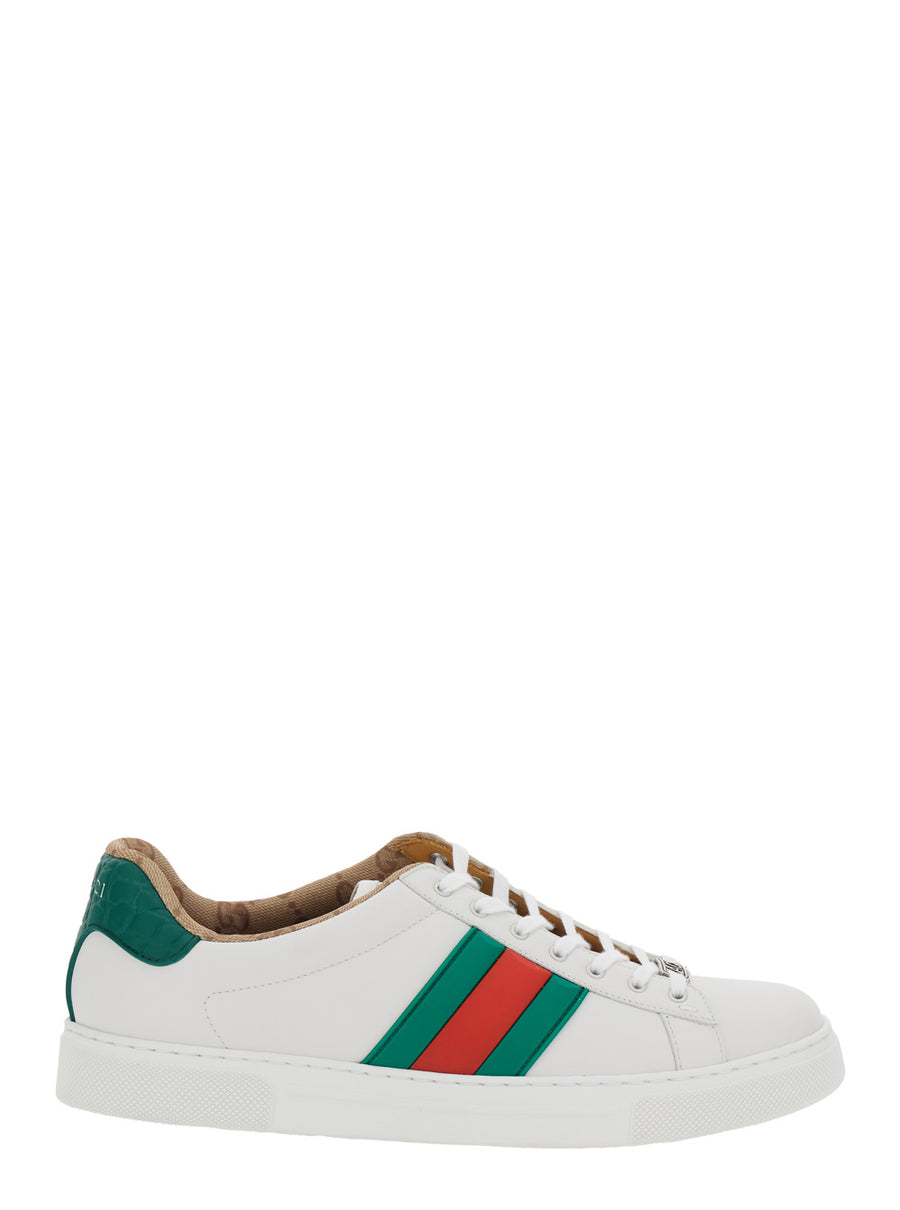 White Sneaker With Web Detail Calf Trainers