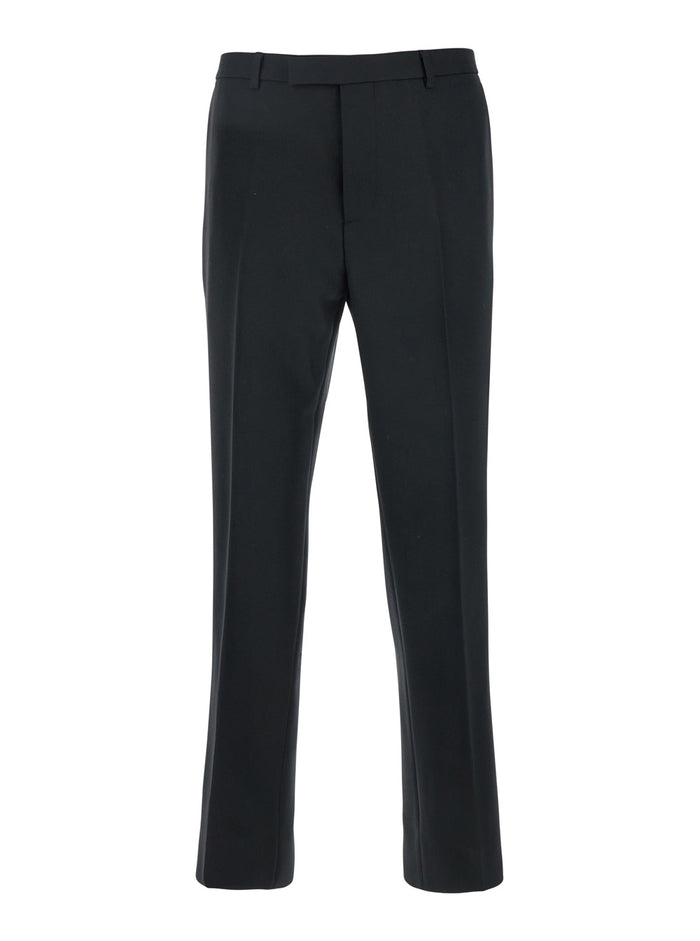 Black Tailored Pants with GG Logo Embroidered on the Back in Wool Man Polyester Trousers