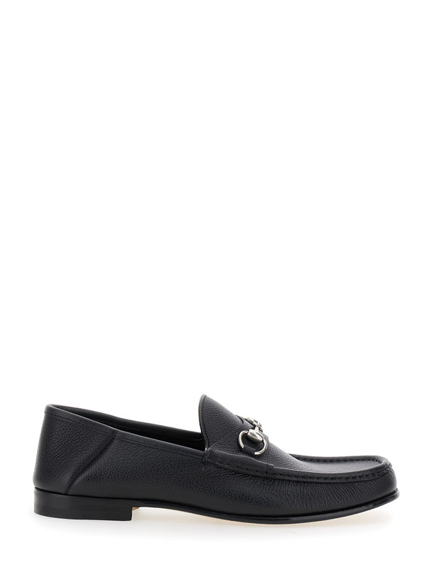 Black Loafers With Horsebit Detail Calf