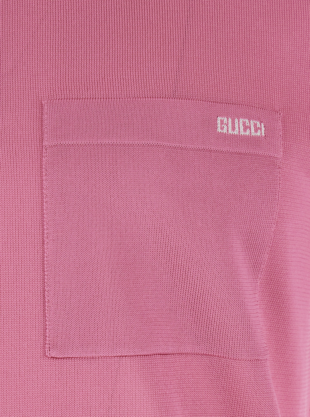 Pink Polo Shirt with Chest Pocket and Embroidered Logo on the Front in Fine Silk Knit Man Tshirts