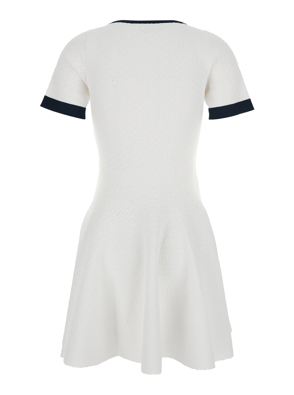 White Flared Dress With Logo Lettering Embroidery On The Front Viscose Blend Woman Polyester