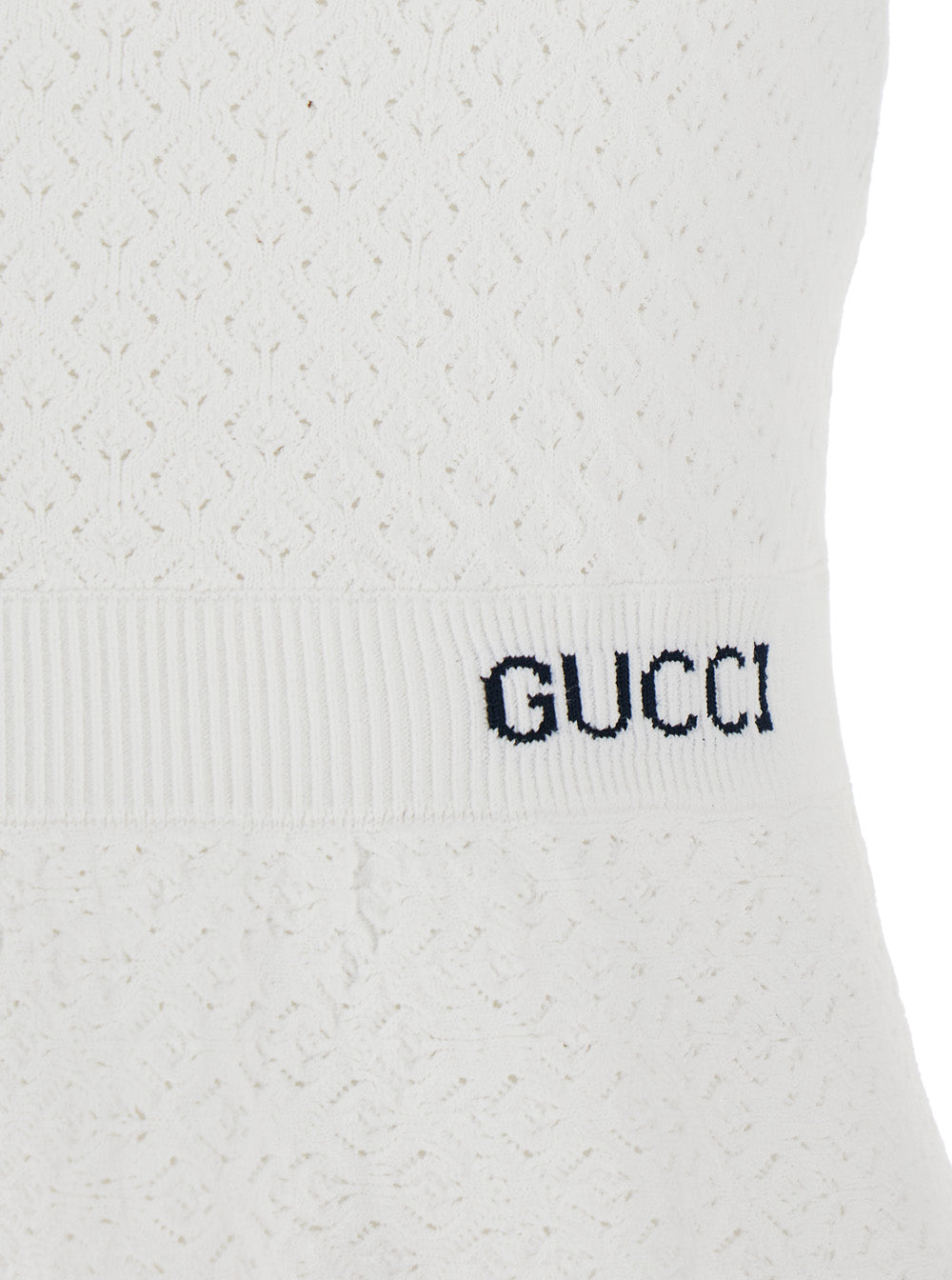 White Flared Dress With Logo Lettering Embroidery On The Front Viscose Blend Woman Polyester