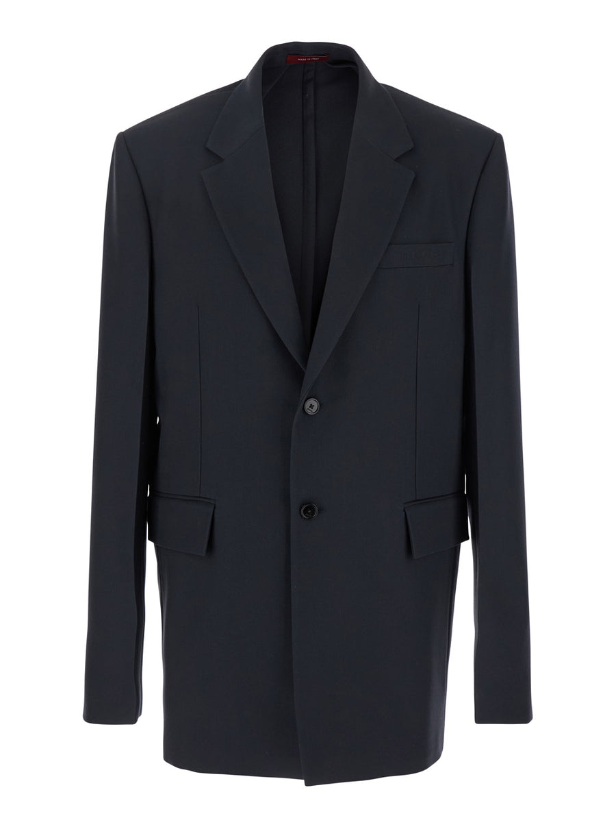 Dark Grey Jacket With Chest Pocket Wool Blazers