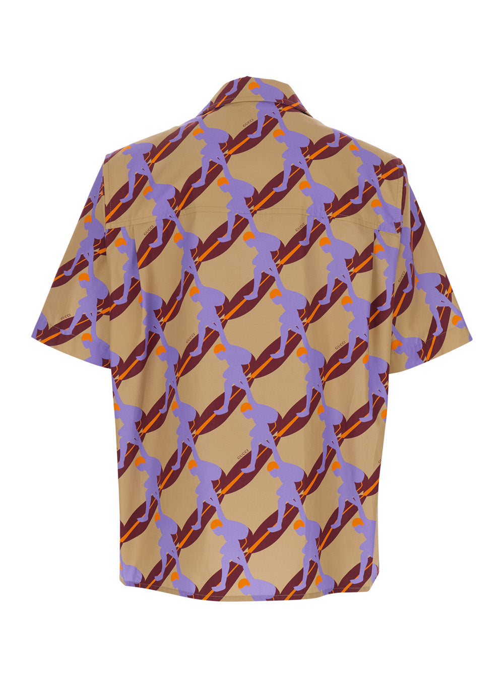 Multicolor Bowling Shirt with Cuban Collar and All-Over Print in cotton Man Blouses