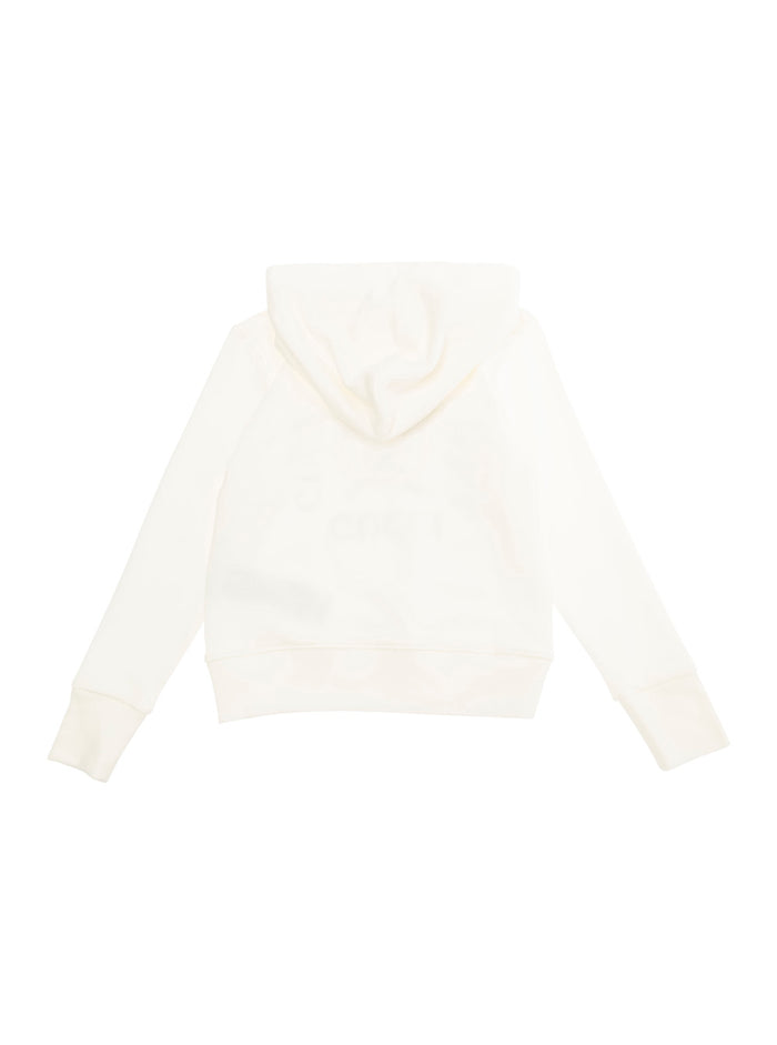 White Sweatshirt With Hood And Logo On The Front Cotton Boys Sweatshirts