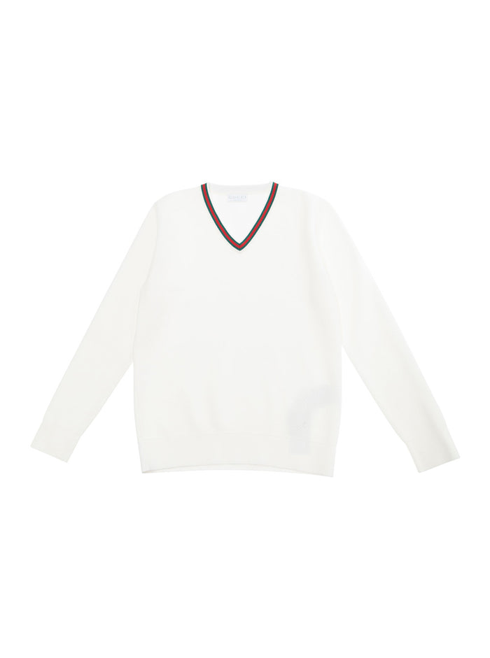 White T-Shirt Wti Web V Neck And Embroidery Cotton Boy Jersey