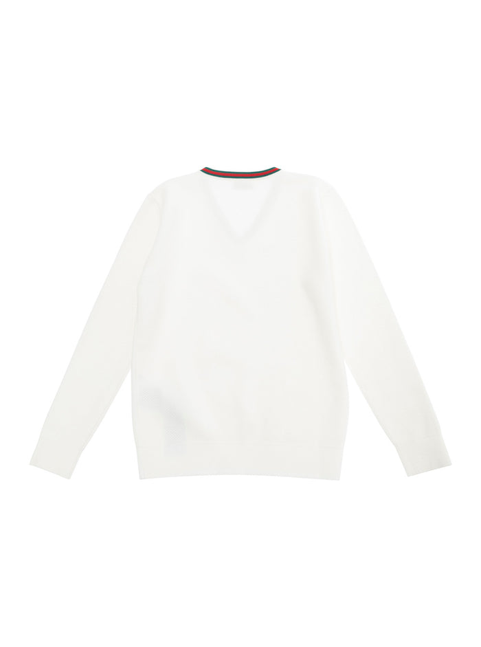 White T-Shirt Wti Web V Neck And Embroidery Cotton Boy Jersey
