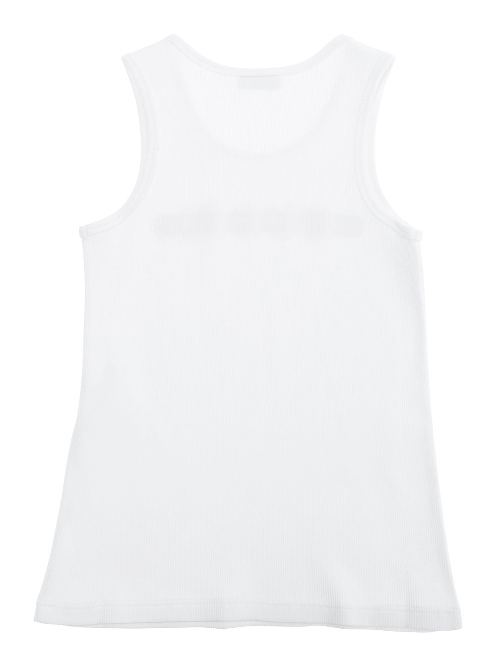 White Sleeveless Top With Web Print Logo Lettering On Hte Front Cotton Boy Tops