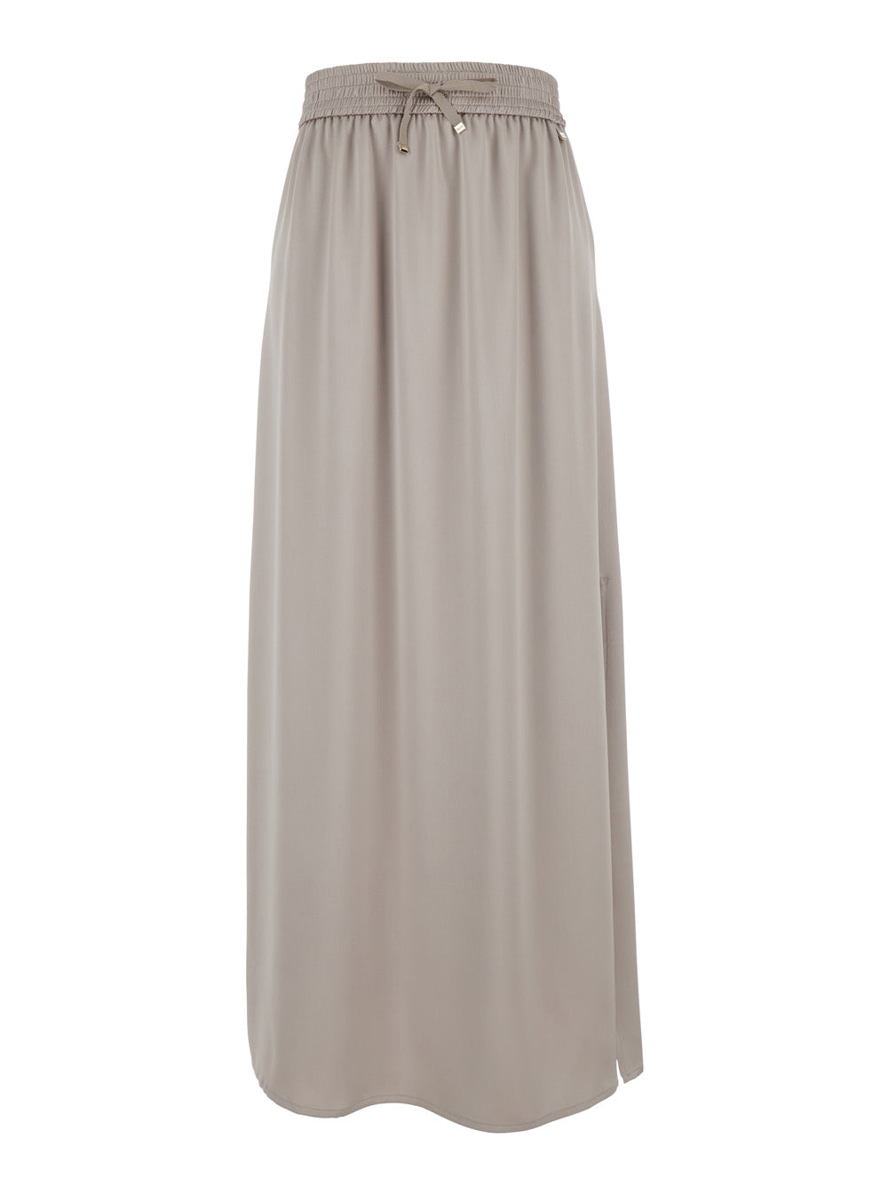 Beige Long Skirt With Elastic Waist Stretch Tech Fabric Woman Polyester