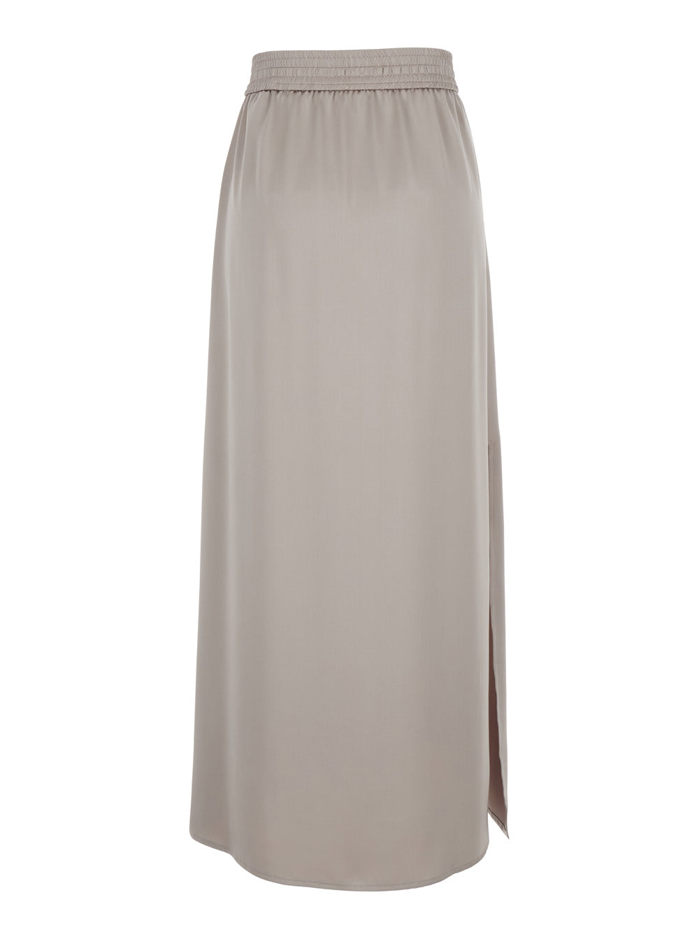 Beige Long Skirt With Elastic Waist Stretch Tech Fabric Woman Polyester