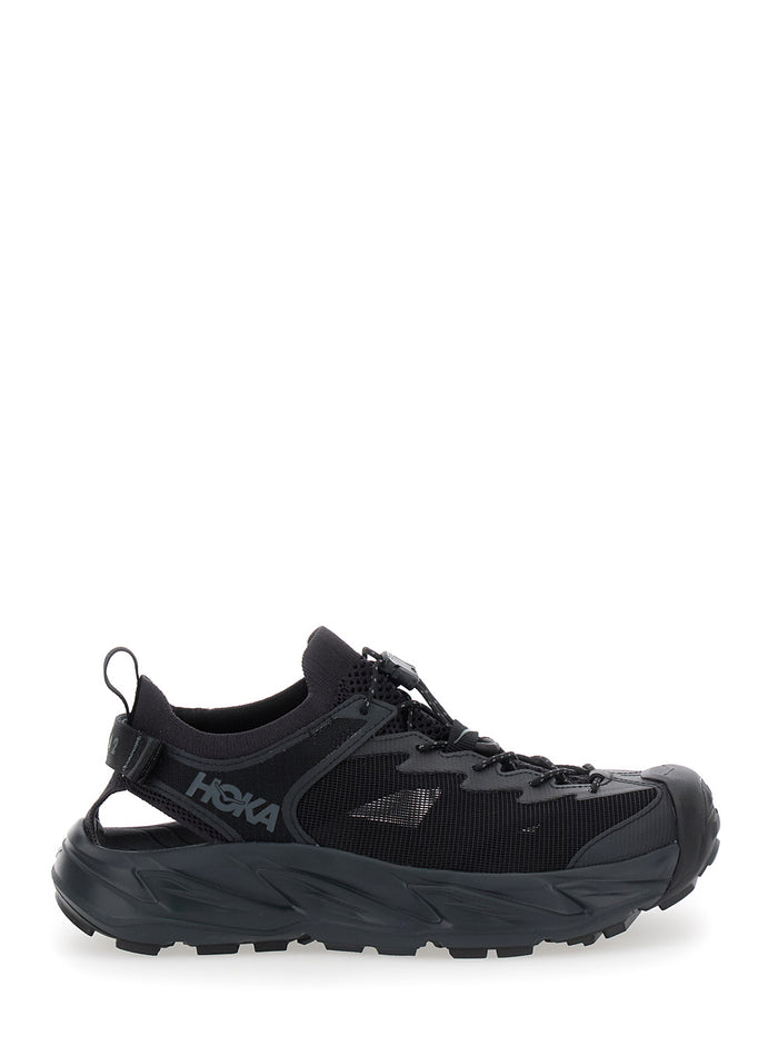Hopara Black Sneakers With Cut-Out On The Back And Logo Printed Side Fabric Rubber Unisex Textile Synthetic