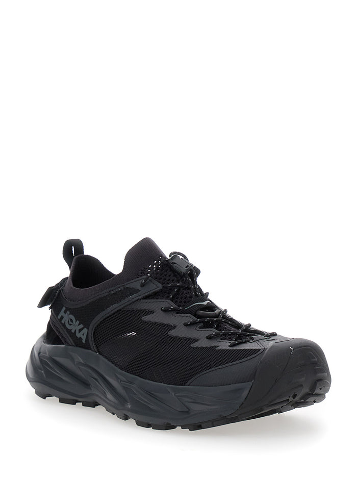 Hopara Black Sneakers With Cut-Out On The Back And Logo Printed Side Fabric Rubber Unisex Textile Synthetic