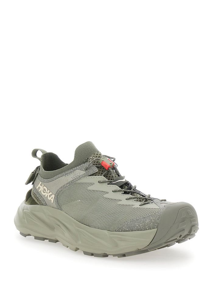 Hopara Green Sneakers With Cut-Out On The Back And Logo Printed Side Fabric Rubber Unisex Textile Synthetic