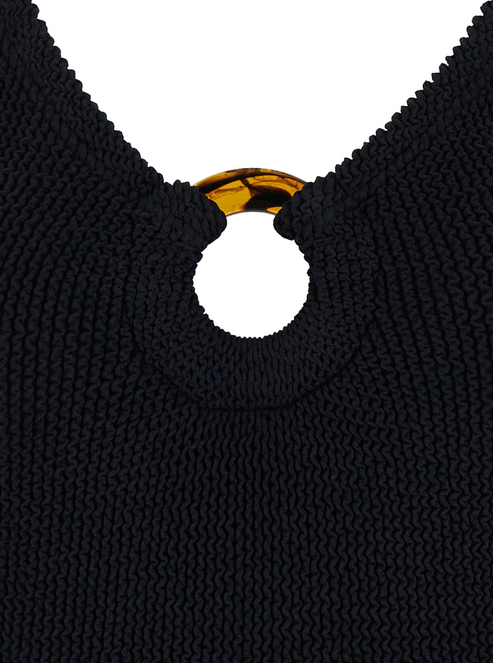 Celine Black One-Piece Swimsuit With Ring Detail Stretch Polyamide Woman Polyamid Elastane Beachwear