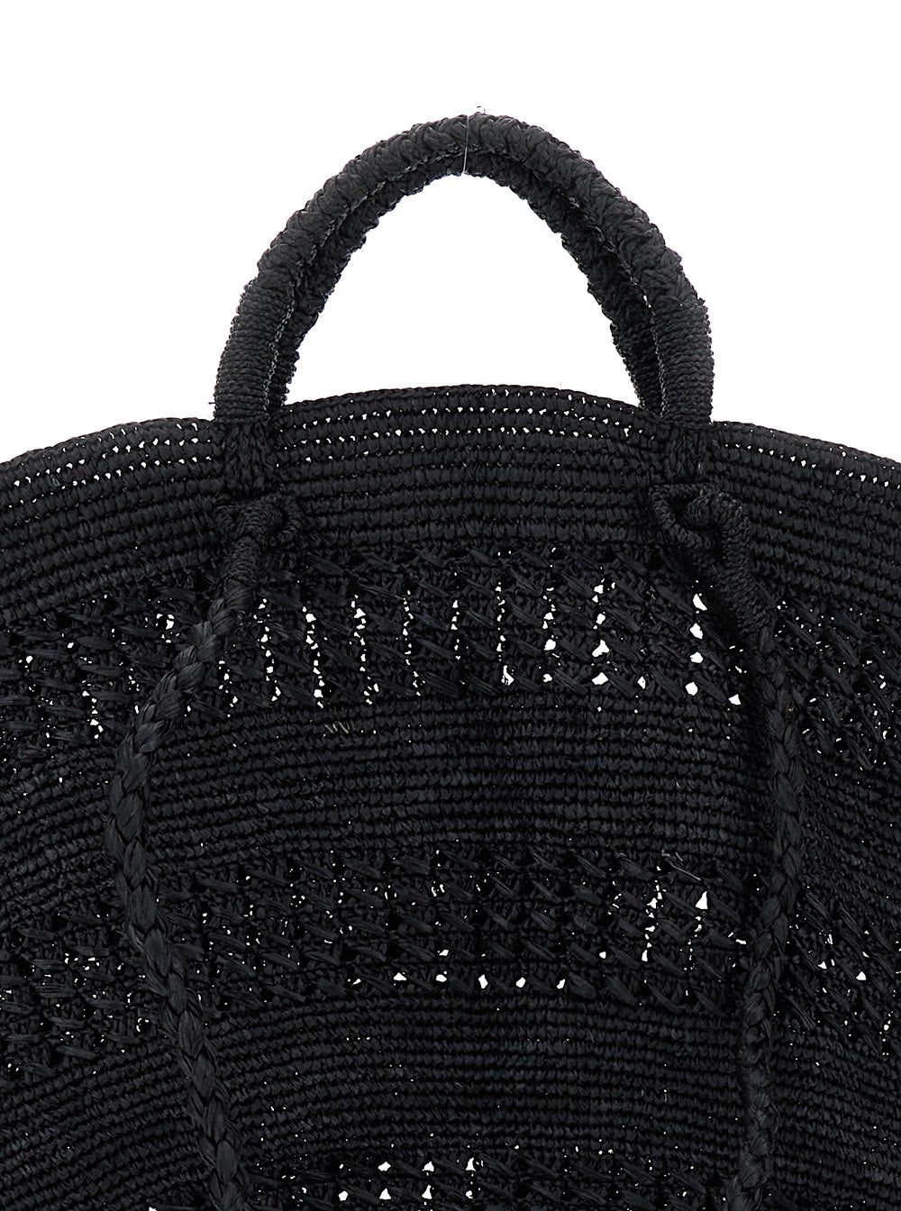 Sol Black Handbag with Two Top Handles in Rafia Woman Hand Bags