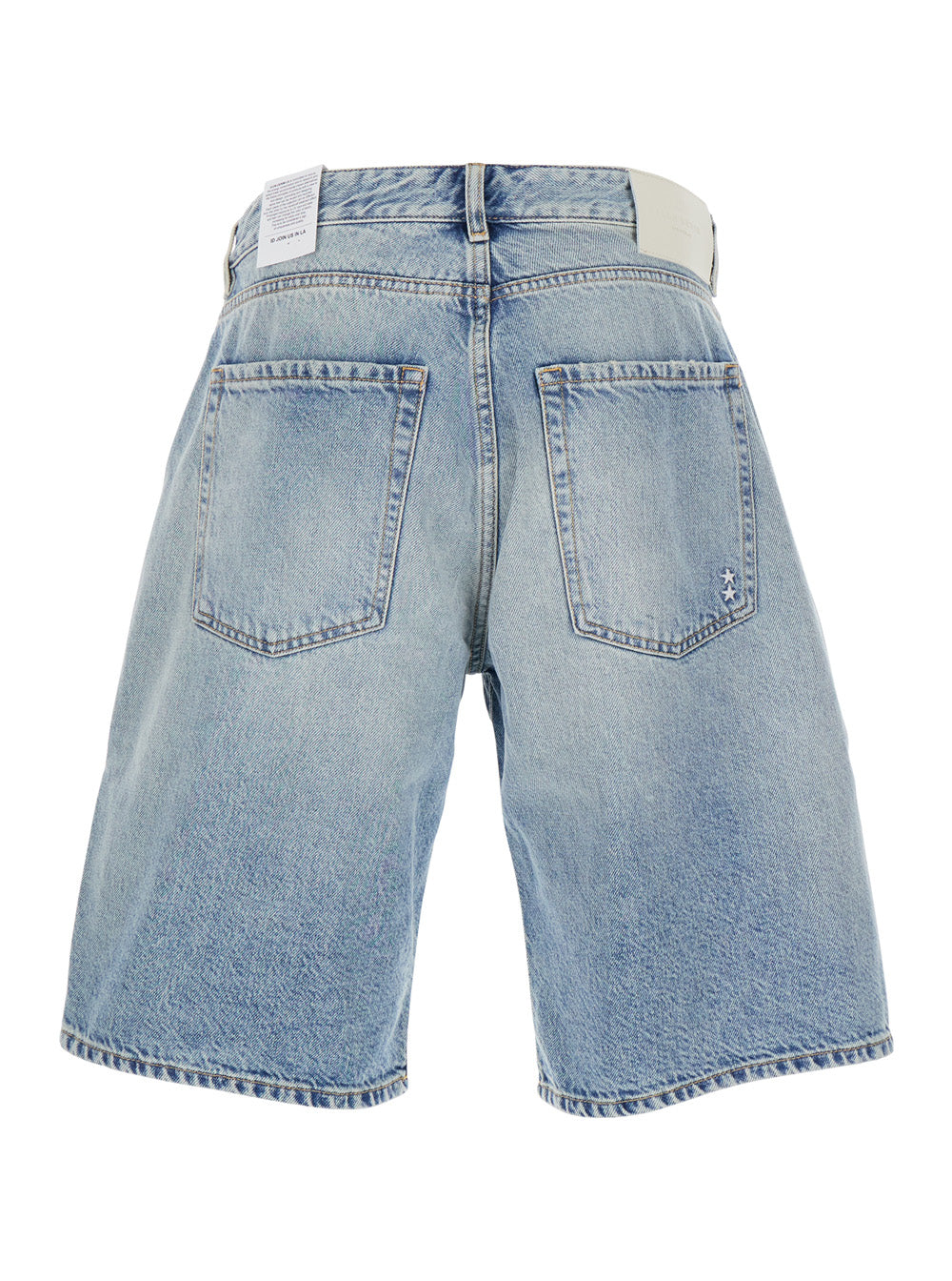 Light Blue Five-Pocket Bermuda Shorts with Logo Patch on the Back in Denim Man Cotton And