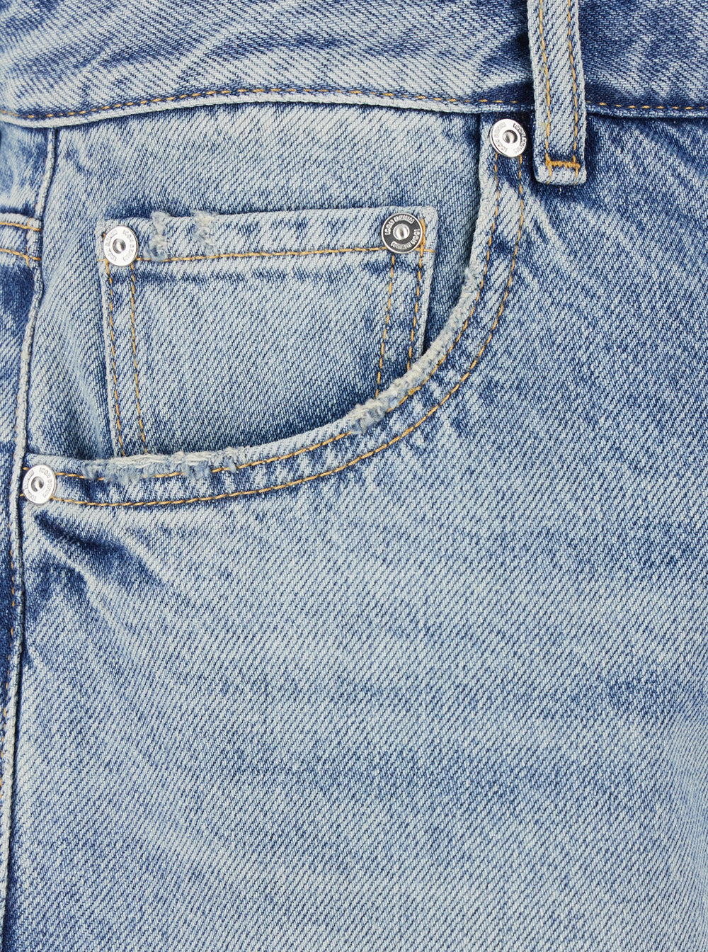 Light Blue Five-Pocket Bermuda Shorts with Logo Patch on the Back in Denim Man Cotton And