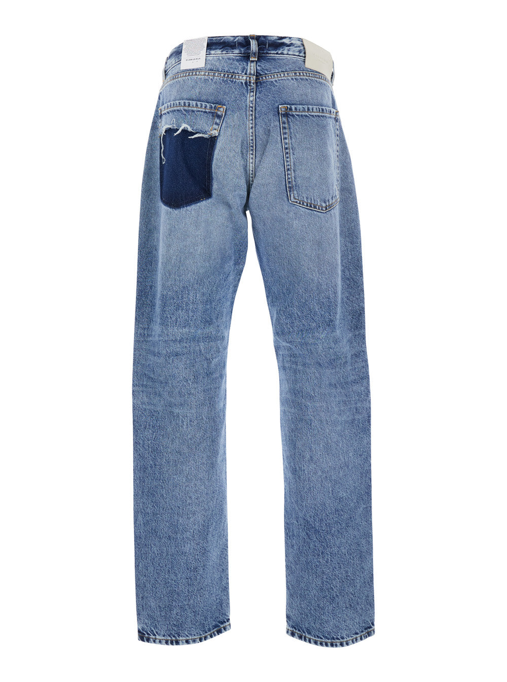 Light Blue Jeans with Belt Loops and Logo Patch on the Rear in Denim Man Cotton