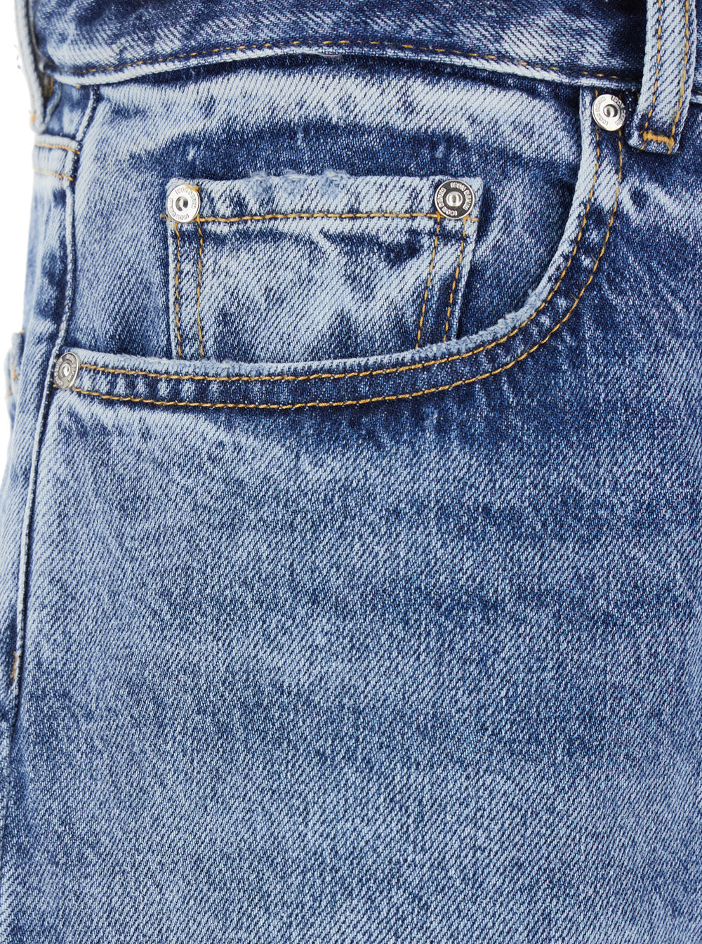 Light Blue Jeans with Belt Loops and Logo Patch on the Rear in Denim Man Cotton
