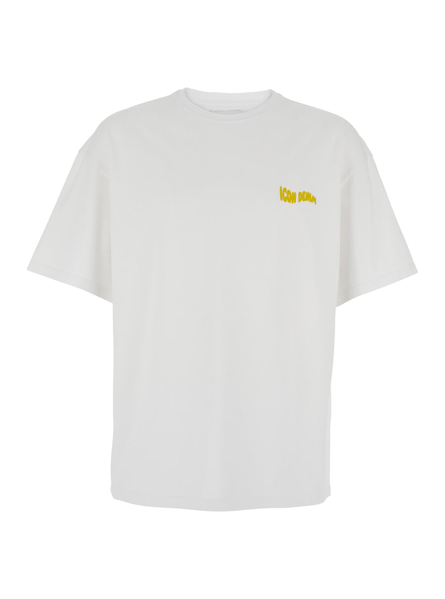 White Crewneck T-Shirt With Logo Cotton T-shirts