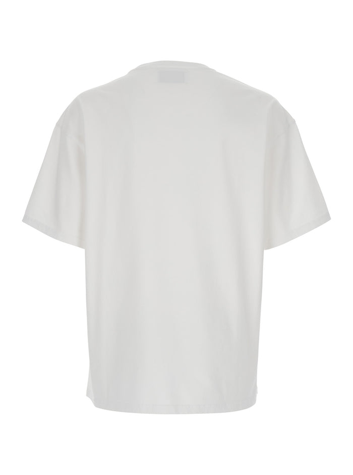 White Crewneck T-Shirt with Logo Lettering on the Front in Cotton Man Tshirts And Polo Shirts