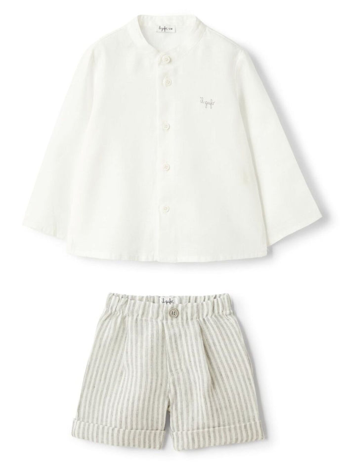 Grey Set Of Two With Logo Lettering On The Front Linen Boy Suits