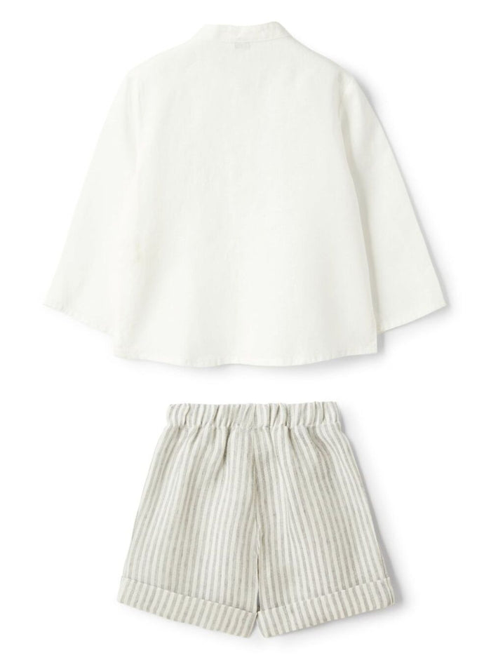 Grey Set Of Two With Logo Lettering On The Front Linen Boy Suits