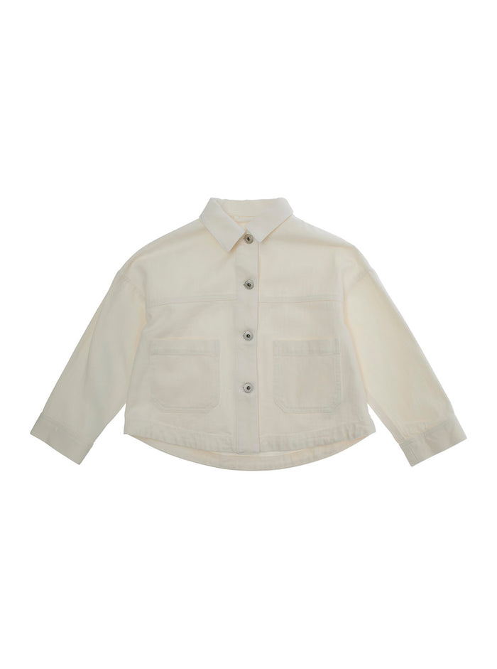 White Jacket With Classic Collar Cotton Girl Blazers