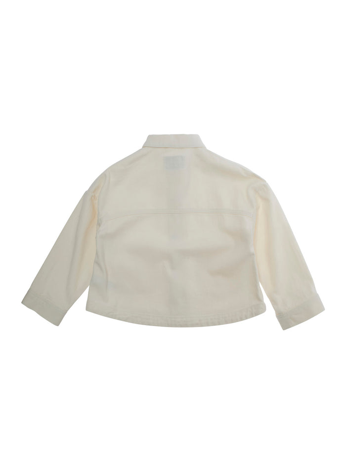 White Jacket With Classic Collar Cotton Girl Blazers